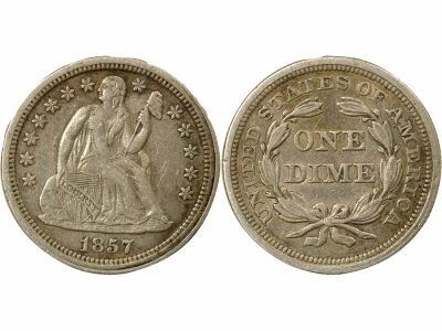 Silver Dime, Seated Liberty - 1857 Philadelphia