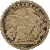Silver Franc, Seated Helvetia - 1860 B Berne