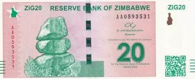 Simbabwe 20 Zig - 2024 - Serial AA