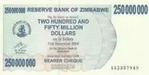 Simbabwe 250 Million de $ de $, Elephant, waterfall - 2008
