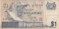 Singapur 1 Dollar bird, view of city - 1976 Serial D.57