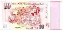 Singapur 10 Dollars, E.Y. bin Ishak - 50 years of Nation-Building - - Strong Families - Polymer - 2015