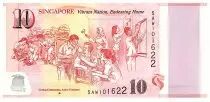 Singapur 10 Dollars, E.Y. bin Ishak - 50 years of Nation-Building - Caring Community - Polymer - 2015