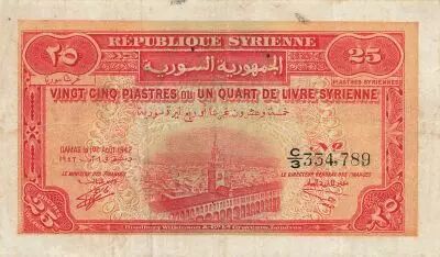Siria 25 Piasters - 1/4 Pound - 01-08-1942 - P.51