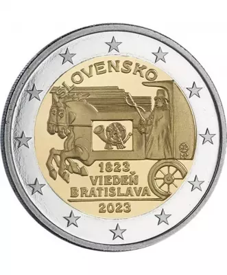 Slovacchia 200 years of horse mail between Vienna and Bratislava - 2 Euros Commemo. UNC 2023