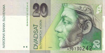 Slovakia 20 Korun - Prince Pribina - 1997 - Serial B - P.20c