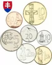 Slovaquie S&eacute;rie 7 pi&egrave;ces 0 10 &agrave; 10 Korun SLOVAQUIE (avant l\'euro)