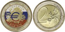 Slovénie 2 Euros - 10 ans de l\'Euro - Colorisée - 2012
