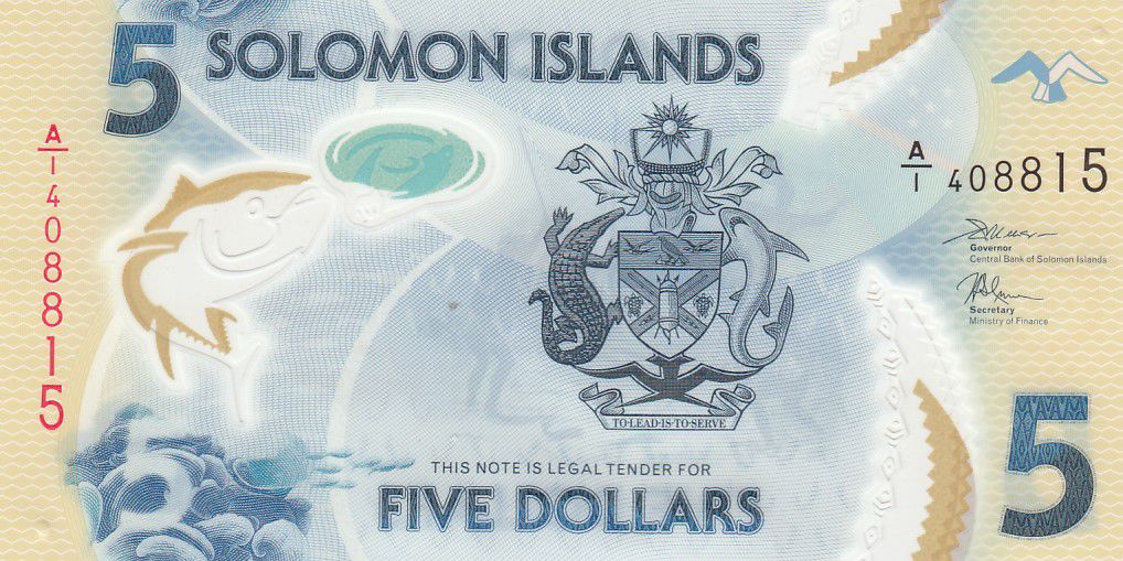 Banknote Solomon Islands 5 Dollars Polymer 2018 2019 Unc