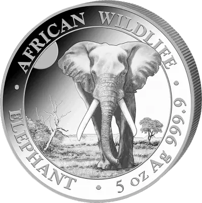 Somalia 5 Oz Silver Somalia 2025 - Elephant - 500 Shillings - Silver
