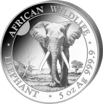 Somalia 5 Oz Silver Somalia 2025 - Elephant - 500 Shillings - Silver
