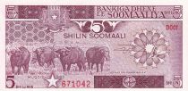 Somalia 5 Shillings -  Zebus - Farm worker - 1987 - AU+ - P.31a