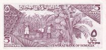 Somalia 5 Shillings -  Zebus - Farm worker - 1987 - AU+ - P.31a