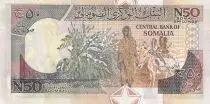Somalia 50 N. Shillings - Men working loom - Children and donkey - 1991 - Serial BJ