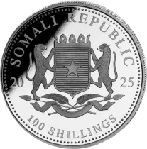 Somalie 1 Once Argent Somalie 2025 - Léopard - 100 Shillings - Argent
