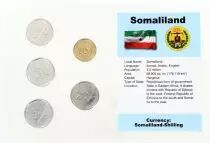 Somaliland Blister 5 monnaies SOMALILAND (1 &agrave; 20 shillings)