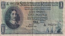 South Africa 1 Pound - Jan Van Riebeek - Lion - 13-11-1950 - Serial B.66 - P.93d