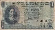 South Africa 1 Pound - Jan Van Riebeek - Lion - 23-11-1951 - Serial B.104 - P.93d