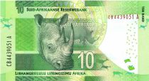 South Africa 10 Rand - Nelson Mandela - White rhinoceros with rings - UNC - P.138