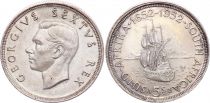 South Africa 5 Shillings, George VI, Cape Anniversary - 1952 - Silver