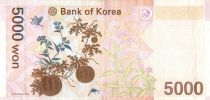 South Korea 5000 Won - Yi - Flowers - Butterfly - ND (2006) - P.55