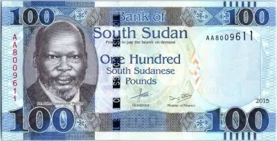 South Sudan 100 Pounds, Dr John Garang de Mabior - Lion - 2015