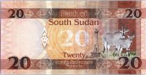 South Sudan 20 Pounds, Dr John Garang de Mabior - Antelopes - 2015