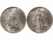 Sower - 2 Silver Francs - 1920 Paris