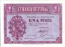 Spagna 1 Peseta - Arms - Burgos - 1937