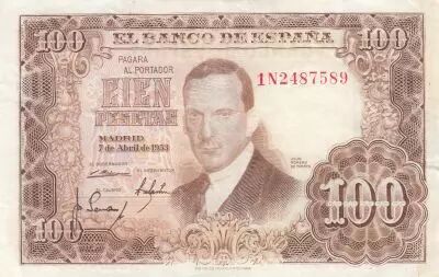 Spagna 100 Pesetas - J.R. de Torres - 07-04-1953 - Serial 1N