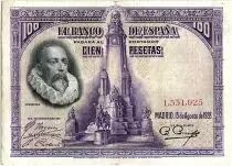 Spagna 100 Pesetas M. De Cervantes - 1928 - without serial - VF - P.76