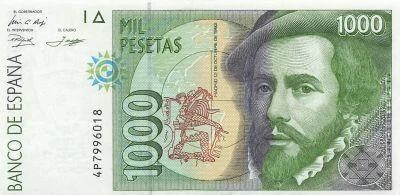 Spagna 1000 Pesetas - Cortes and Pizarro - 1992 - P.163