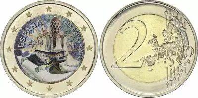 Spagna 2 Euros - Guell Parc - Colorised - 2014
