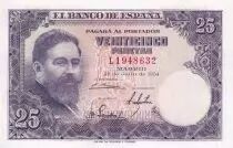 Spagna 25 Pesetas Isaac Albeniz - Sarial L - 1954