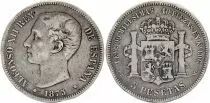 Spagna 5 Pesetas - Alfonso XII - Arms - 1875 - Silver - KM.671