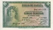 Spagna 5 Pesetas - Woman head - 1935 - P.85