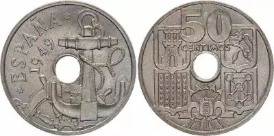 Spagna 50 centimos - Arms, Anchor  -1949(51)