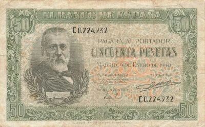 Spagna 50 Pesetas - Menendez Pelayo - 1940 - P.117