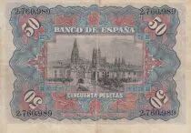 Spagna 50 Pesetas - Women - Cathedral of Burgos - 1907 - P.63a