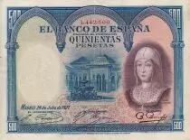 Spagna 500 Pesetas - Isabel the Catholic - Arms - 1927 - P.73a