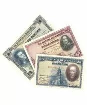 Spagna LOT DE 3 BILLETS ESPAGNE - MILL&Eacute;SIMES VARI&Eacute;S (1920-1930)
