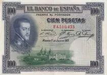 Spain 100 Pesetas - Felipe II - 1925 - VF to VF+ - Serial F