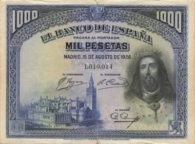 Spain 1000 Pesetas - Fernando III - 1928 - P.78