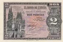Spain 2 Pesetas - Gothic church of Burgos - 1938 - Serial C - P.109