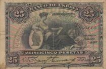 Spain 25 Pesetas - Seated Woman - 1907 - Series 5