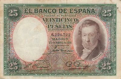 Spain 25 Pesetas - Vicente Lopez - 1931 - P.81