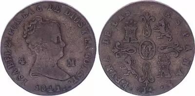 Spain 4 Maravedis - Isabel II - 1841- Jubia JA - KM.530 - Scarce