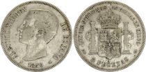 Spain 5 Pesetas,  Alfonso XII  - Arms - 1876 (76) DE-M