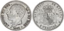 Spain 5 Pesetas - Alfonso XII - Arms - 1885 - Silver - KM.688