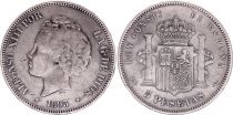 Spain 5 Pesetas,  Alfonso XIII - Arms - 1893 (93)PG-L
